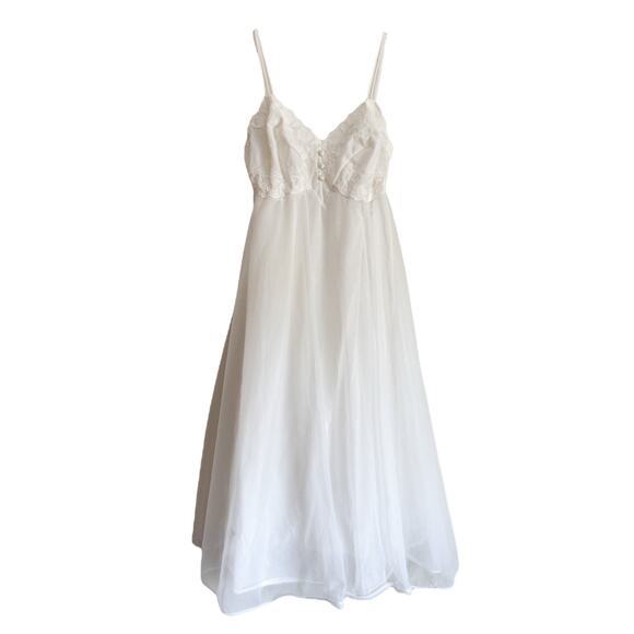 Vintage Warner's Nightgown Babydoll Fairy Cottage Balletcore Nightie Off White - Picture 1 of 5